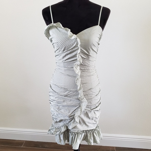 Betsey Johnson Dresses & Skirts - B2G1 Betsey Johnson Gray Pinstripe Ruffle Dress